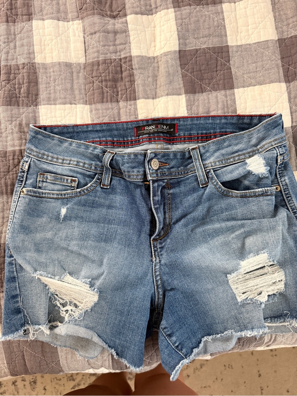 FRAN Denim Women's Light Blue Distressed Jean Shorts